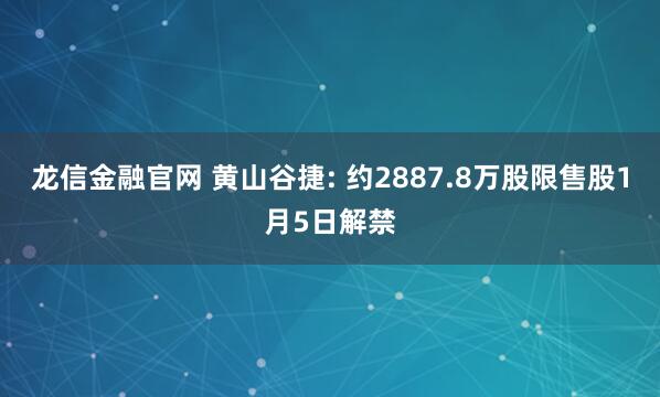 龙信金融官网 黄山谷捷: 约2887.8万股限售股1月5日解禁