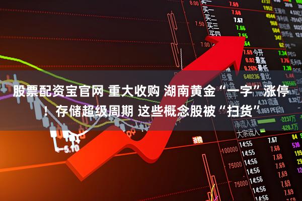 股票配资宝官网 重大收购 湖南黄金“一字”涨停！存储超级周期 这些概念股被“扫货”